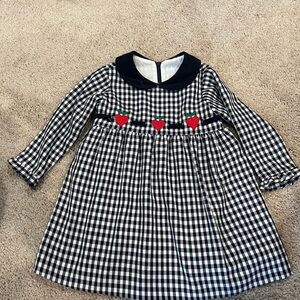 Florence Eiseman Black  and White Gingham Dress with Heart  Details